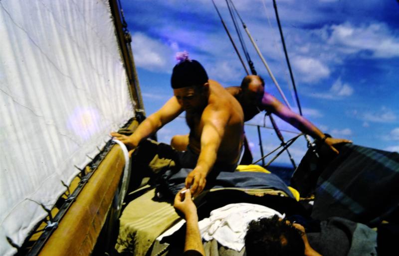 1956 - Norm Hudson and Doug Lintern on the yacht Kurora 